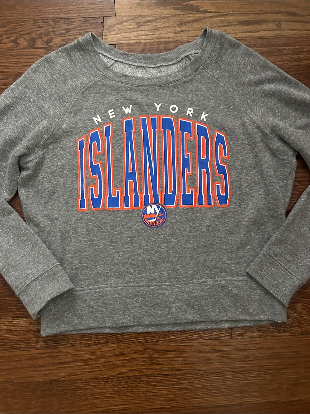 New York Islanders Gray cropped Crewneck Sweatshirt